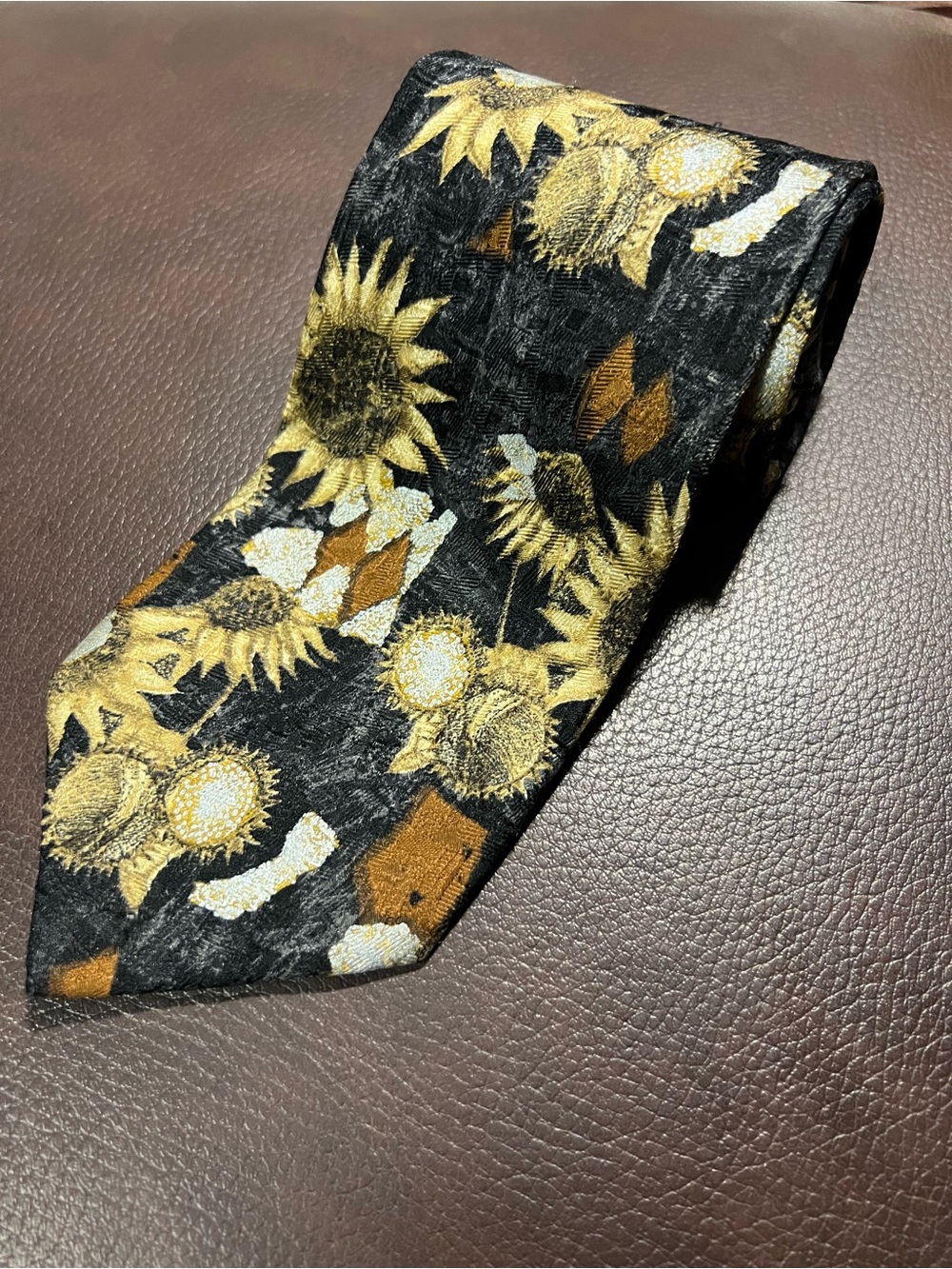 Vintage Ermenegildo Zegna 100% Silk Floral Sunflower Luxury Neck Tie Italy